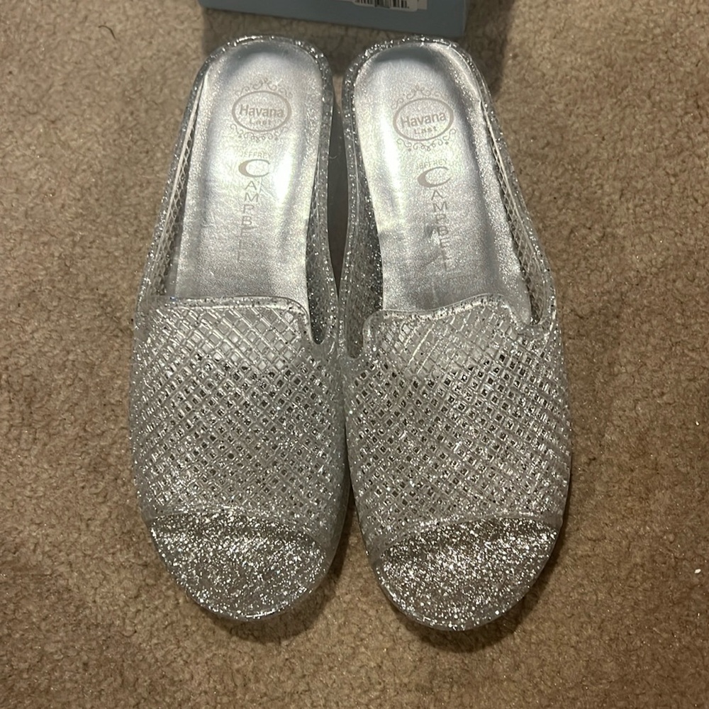 Jeffrey Campbell silver glitter fling shoe size 9